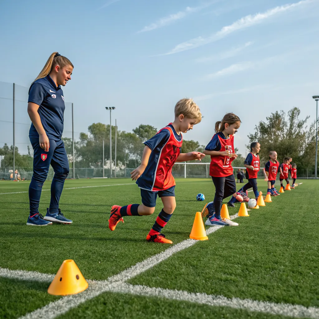Kids football training session