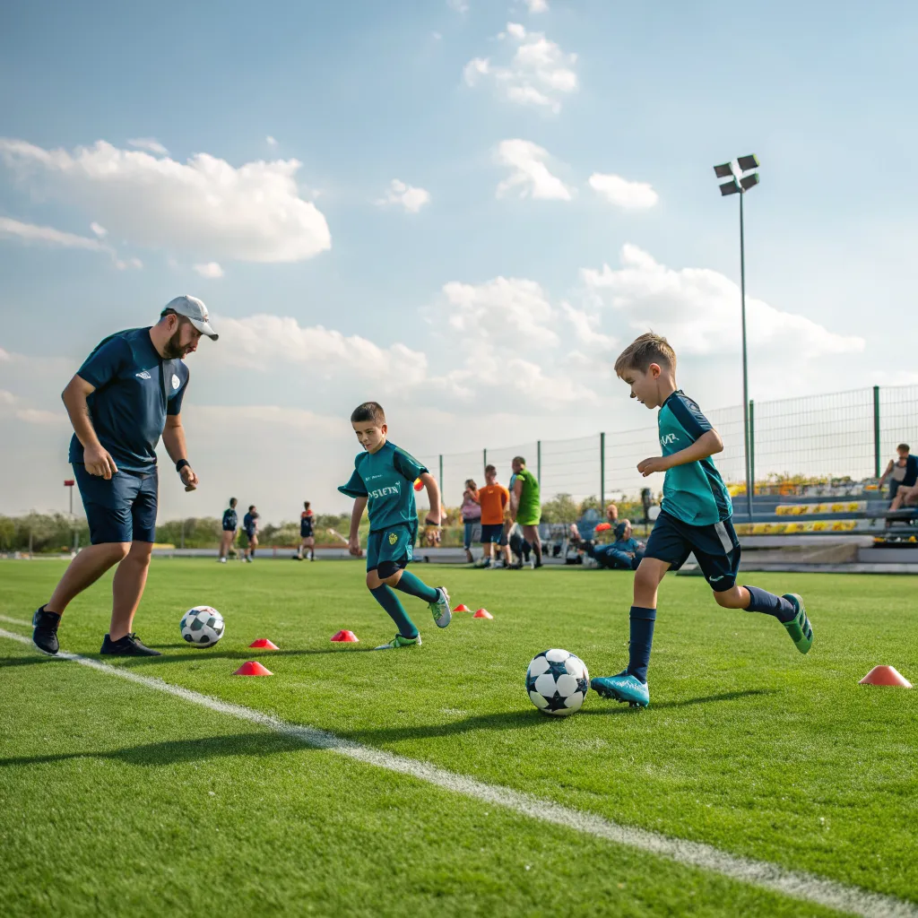 Kids football training session